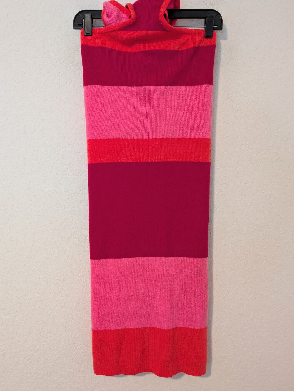 Camila Coelho Pink Orange Colorblock Open Tie Back Halter Emlyn Knit Midi Dress - Picture 3 of 13